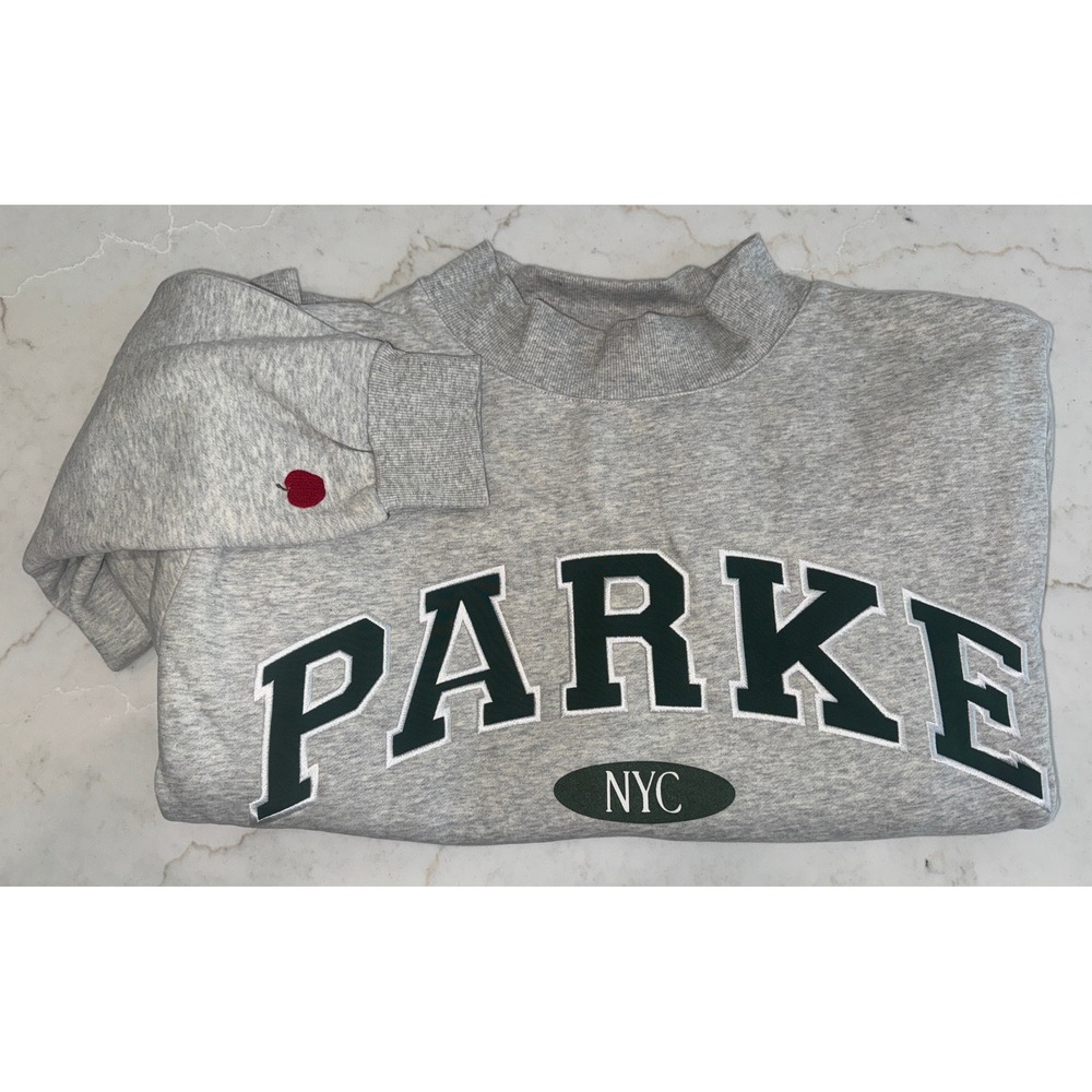 REAL! Parke NYC Varsity Mockneck Classic Grey Green L/XL New